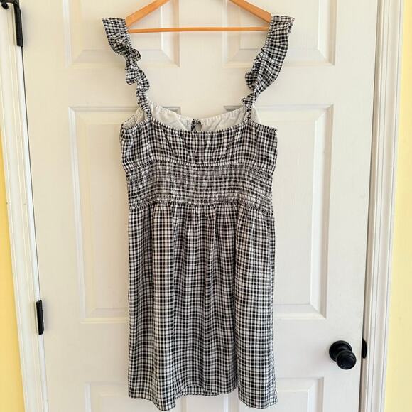 WAYF Gingham Checkered Smocked Dress Size XL ruffle sleeves Prairie Peasant - Picture 2 of 6